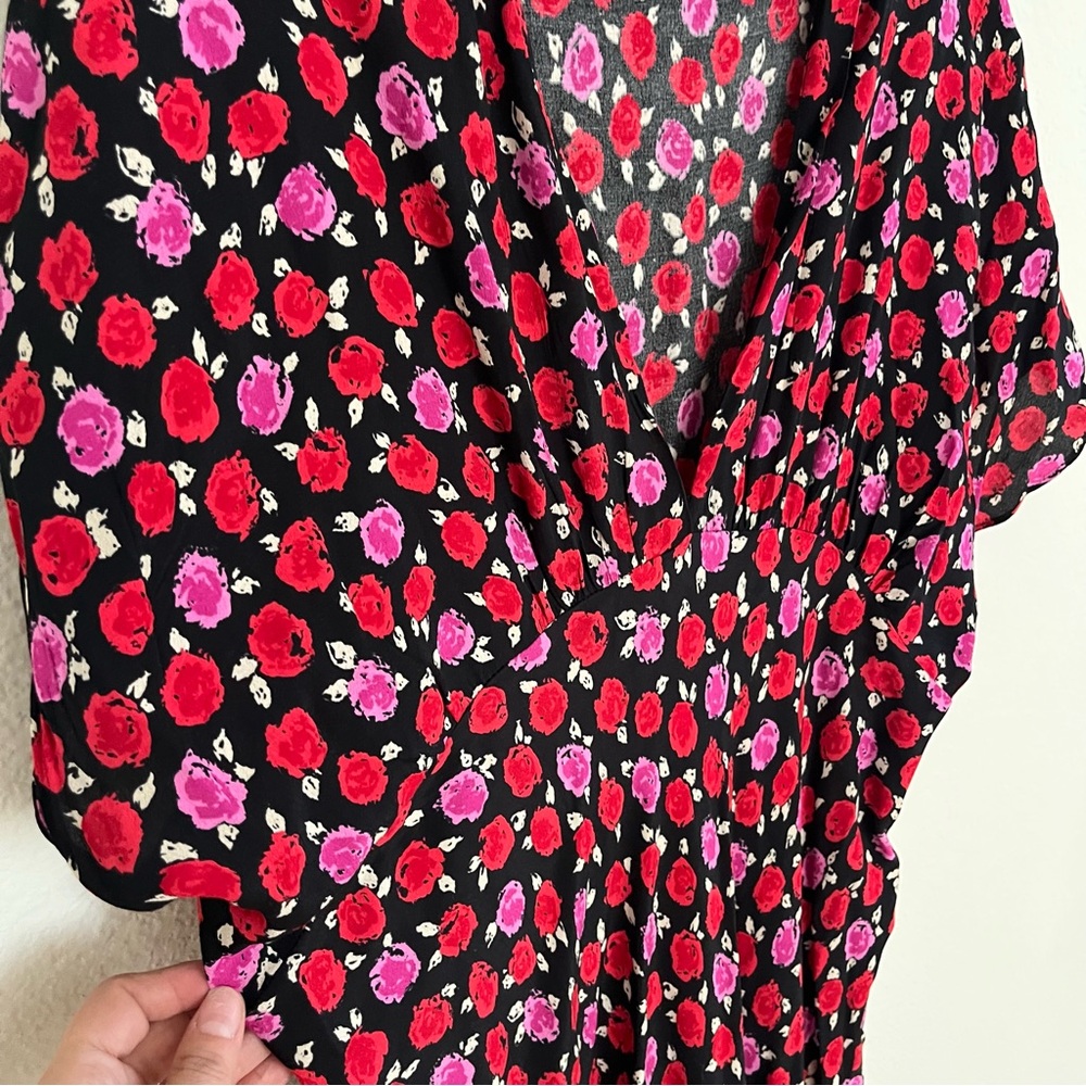 Zara Red Pink Floral Maxi Dress Romantic Cottagecore Boho Spring Whimsigoth - Picture 12 of 14